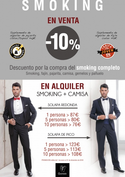 Trajes Guzmn ofrece a sus clientes sus nuevas promociones 2017/18 en alquiler y venta de smoking 