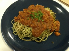 Espaguetis con bolonesa de seitan