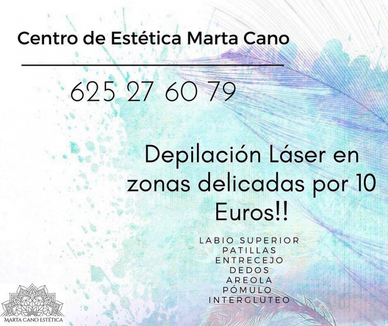 Depilación láser por 10 euros las zonas delicadas como axilas, labio superior, dedos, areola.