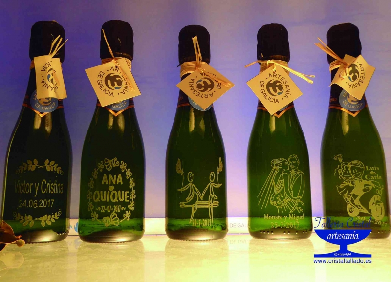 botellas de champan grabadas para bodas.