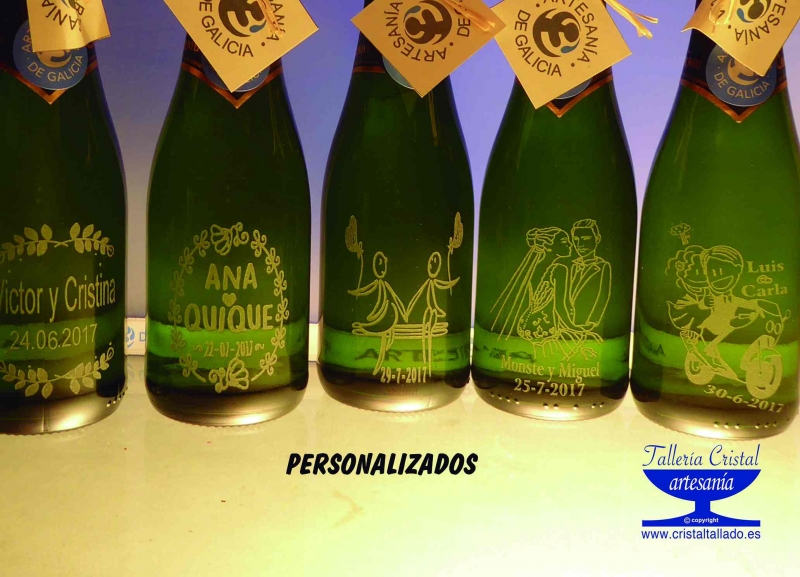 grabar botellas de champan para bodas.