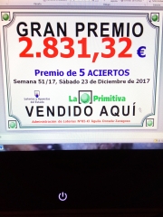 Premio 5 aciertos loteria primitiva --- 23/12/2017