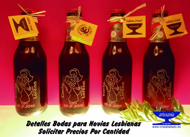 cervezas grabadas para bodas de lesbianas.