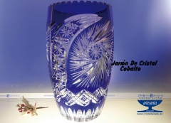Jarron de cristal azual para flores