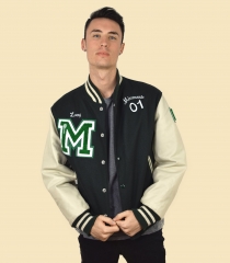 Bomber de piel verde y blanca