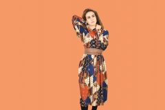 Vestido estampado, moda vintage para mujer