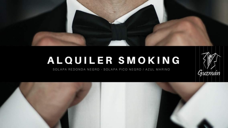 Alquiler smoking de solapa de pico en azul marino y negro