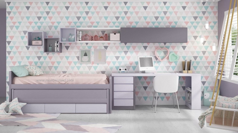 Dormitorio juvenil moderno Blanco Nepal Lavanda Noel 2018.