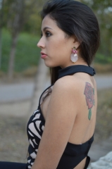 Pendientes dur realizados con piedra natural de cuarzo rosa y jade