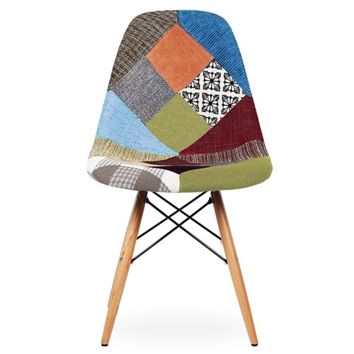 Silla PARIS-PAT, madera, tapizada tejido patchwork