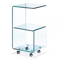 Mesa auxiliar mod. matti-tr, diseo, cristal curvado transparente, 40x40 cm..