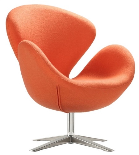 Silln CHAIR P62, diseo, cromado, tejido cachemir naranja.