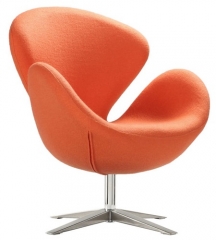 Silln chair p62, diseo, cromado, tejido cachemir naranja.