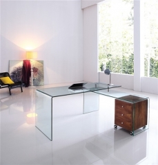 Conjunto farid-new, mesa + mesa ala, cristal transparente