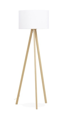 Lámpara de pie JETA-BL, madera, pantalla blanca
