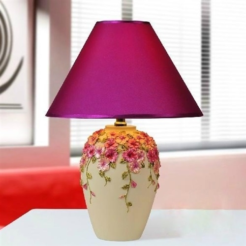 Lámpara de mesa FLOPY, pantalla fucsia.