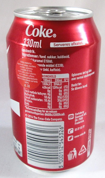 coca cola can 33 cl  Danes text