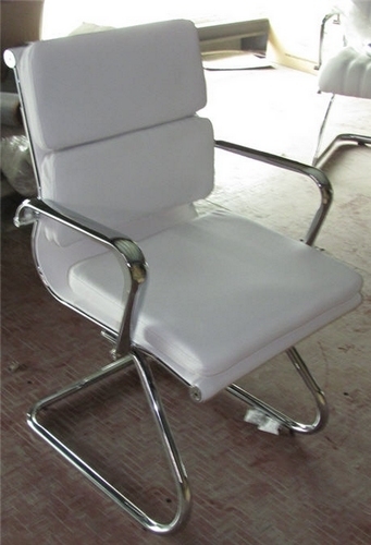 Sillón ELITE-FSBL (L), diseño, cromado, similpiel blanca.