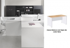 Mesa de oficina alen-160, blanco-teka, 160x80 cms