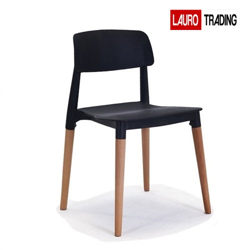 Silla CROWN-KNE, madera, polipropileno negro. (K)