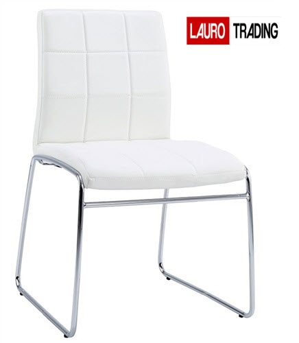 Silla mod. DAMA-NEW, cromado, similpiel blanca.