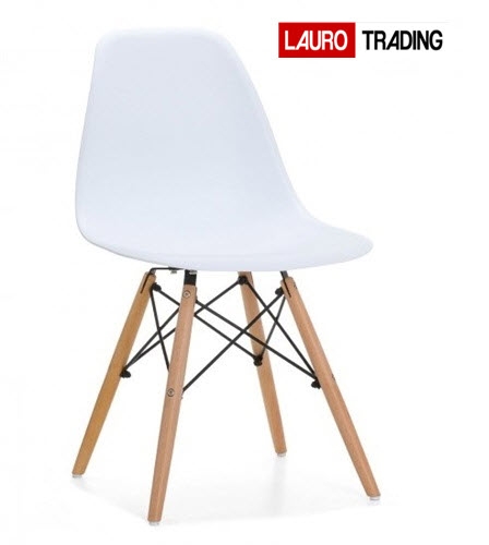 Silla PARIS-PP-BL, madera, polipropileno blanco