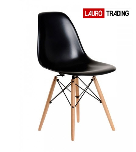 Silla PARIS-PP-NE, madera, polipropileno negro