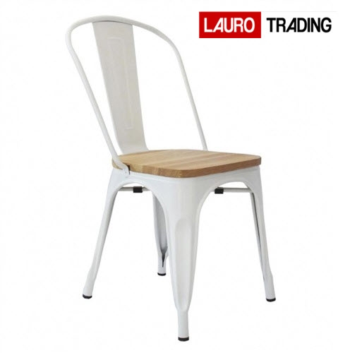 Silla BERNIE-WBL, acero, madera, blanca