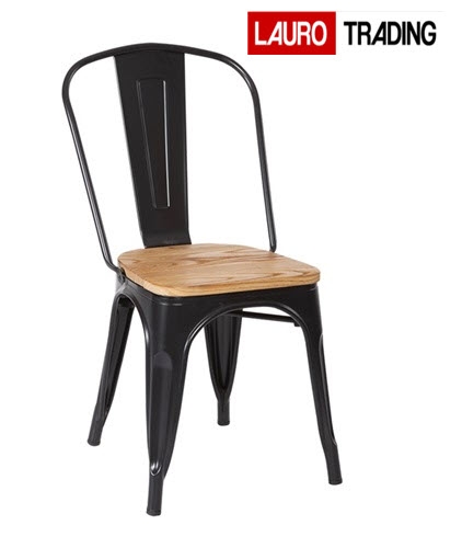 Silla BERNIE-WNE, acero, madera, negra