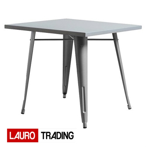 Mesa BERNIE-GR, acero, gris plata de 80 x 80 cms.