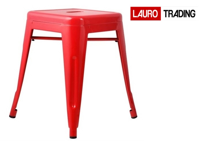 Taburete BERNIE45-RO, bajo, acero, rojo