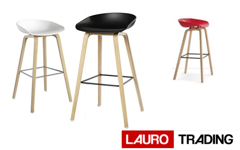 Taburete ANOUK-BL, madera, asiento blanco