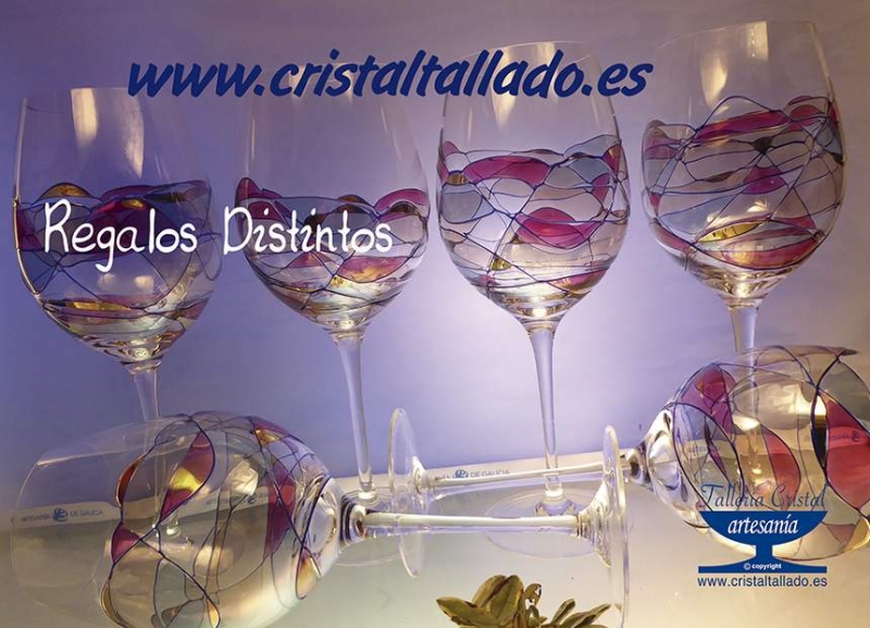 copas de cristal en colores 