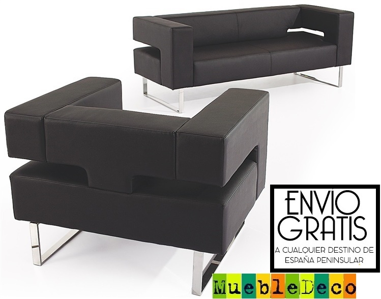 Sofá de diseño, disponible 3 plazas y sillón de 1 plaza. Opcional tapizado similpiel blanco o negro 