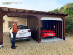 Prgola adosada para aparcamiento doble con garaje