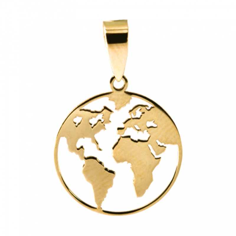 Colgante de globo terraqueo en oro 18K