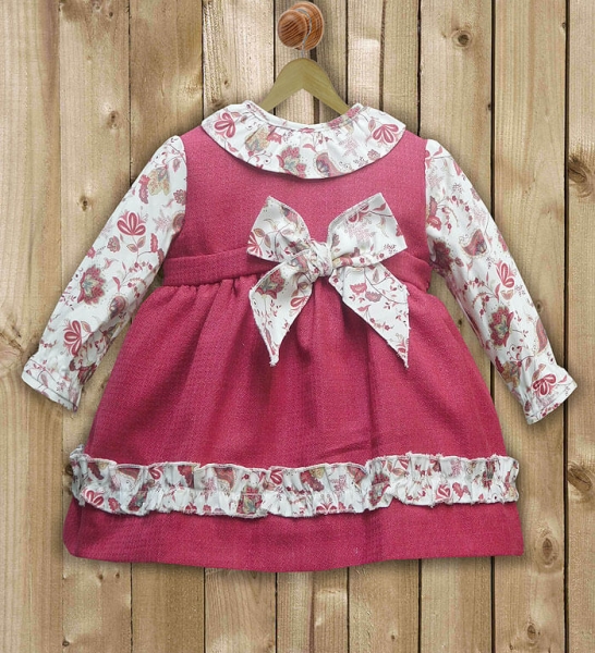 Precioso Vestido de tela 100% algodón,fabricado en España por Baby-Ferr con estampado floral en tono