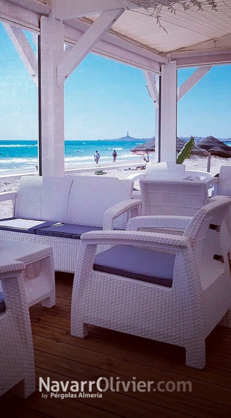 Terraza desmontable para chiringuito portátil de playa