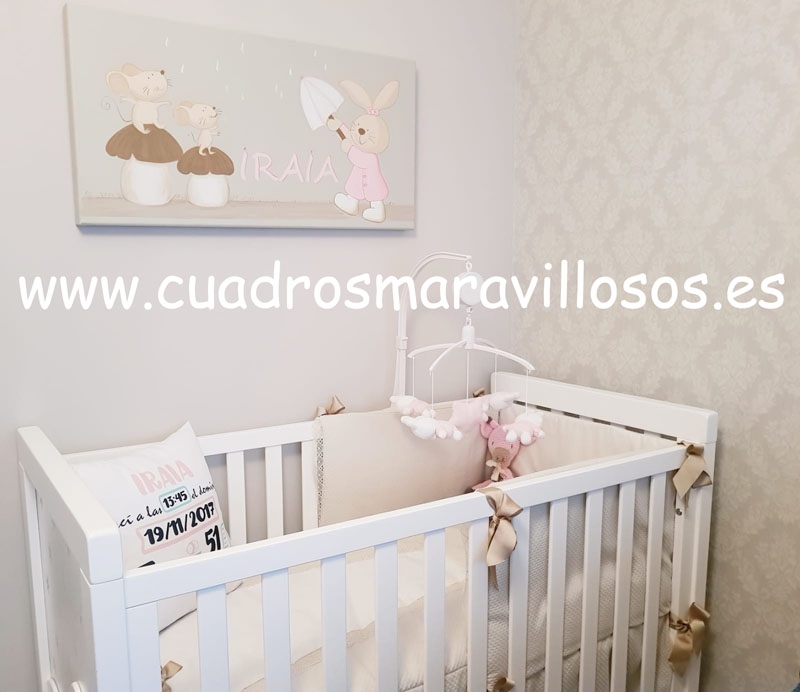 Habitaciones infantiles decoradas con cuadros de conejitos