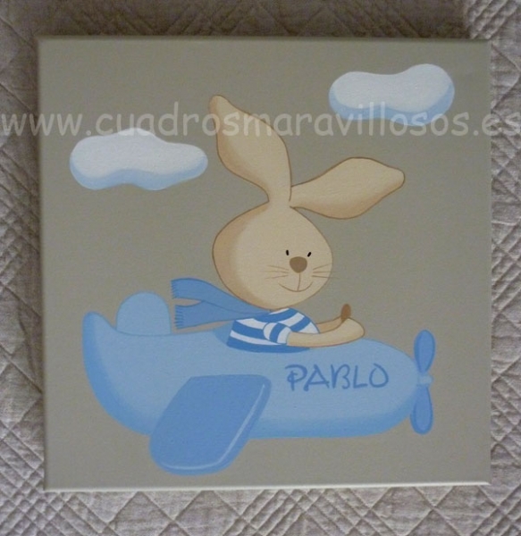 Cuadros infantiles conejitos pintados por www.cuadrosmaravillosos.es