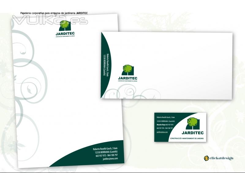 JARDITEC - Empresa de jardinera - Logotipo y papelera corporativa