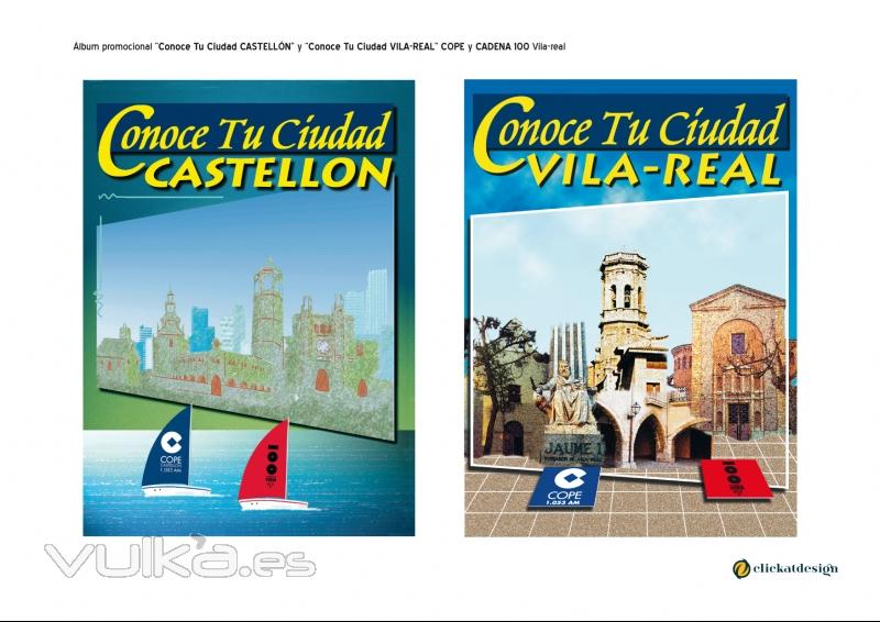 CONOCE TU CIUDAD CASTELLÓN y CONOCE TU CIUDAD VILA-REAL - COPE / CADENA CIEN - Álbumes de cromos para promoción