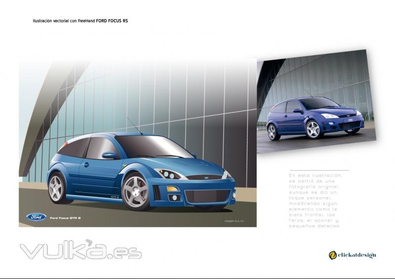 FORD FOCUS RS - Ilustracin vectorial con FreeHand a partir de foto original, con pequeas modificaciones de ...