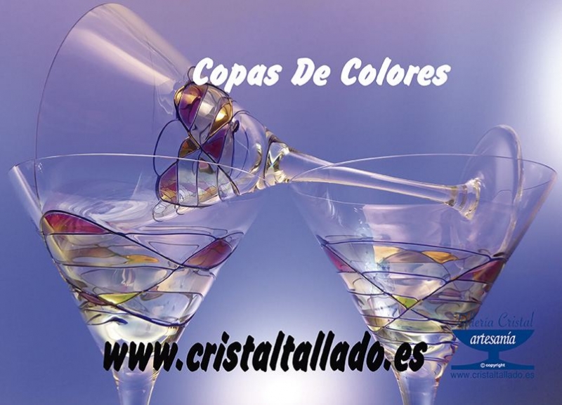 copas en cristal de colores