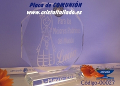 Placas de cristal comunion grabadas