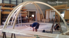 Fabricacion de domo con vigas de madera curva mecanizada
