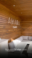Construccion modular en madera y viroc®  para cafe amara - marbella - malaga
