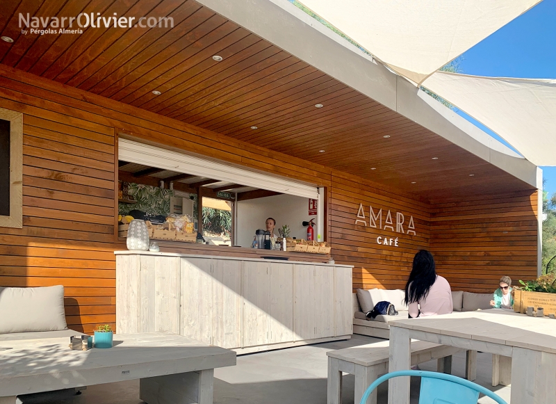 Construcción modular de madera en entramado ligero para cafetería Amara, Benahavis, Marbella