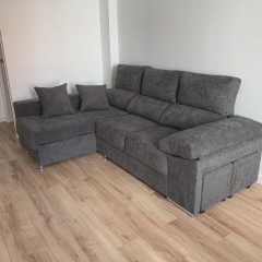 Nuestro sofa con chaiselongue y 2 puff modelo iris