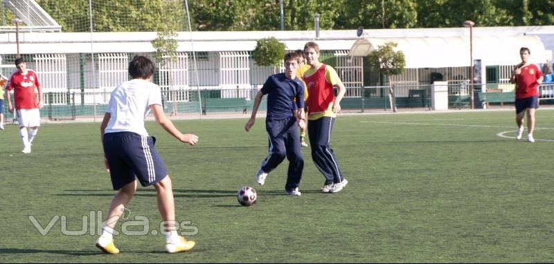 Todos los domingos desde el Colegio Mayor Peafiel se organiza un partido de ftbol en campo de hierba artificial